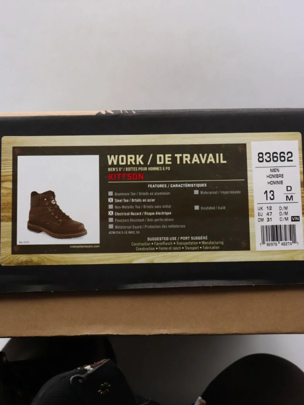 New Irish Setter Kittson Work Boots Men's Sz 13 D Brown Leather Slip Resistant